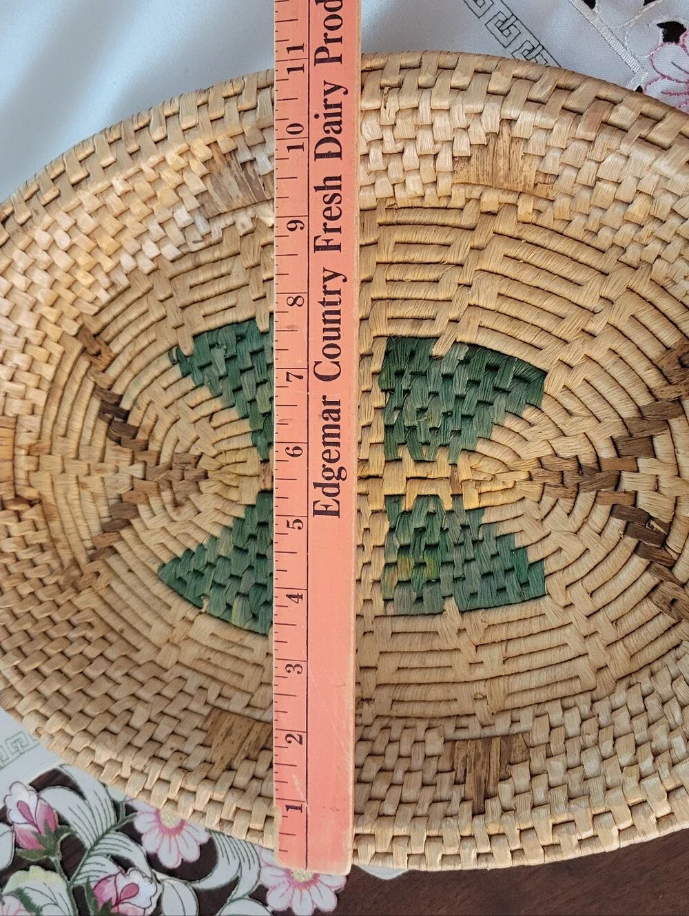 Handwoven Natural and Green Decorative Woven Basket Bowl
